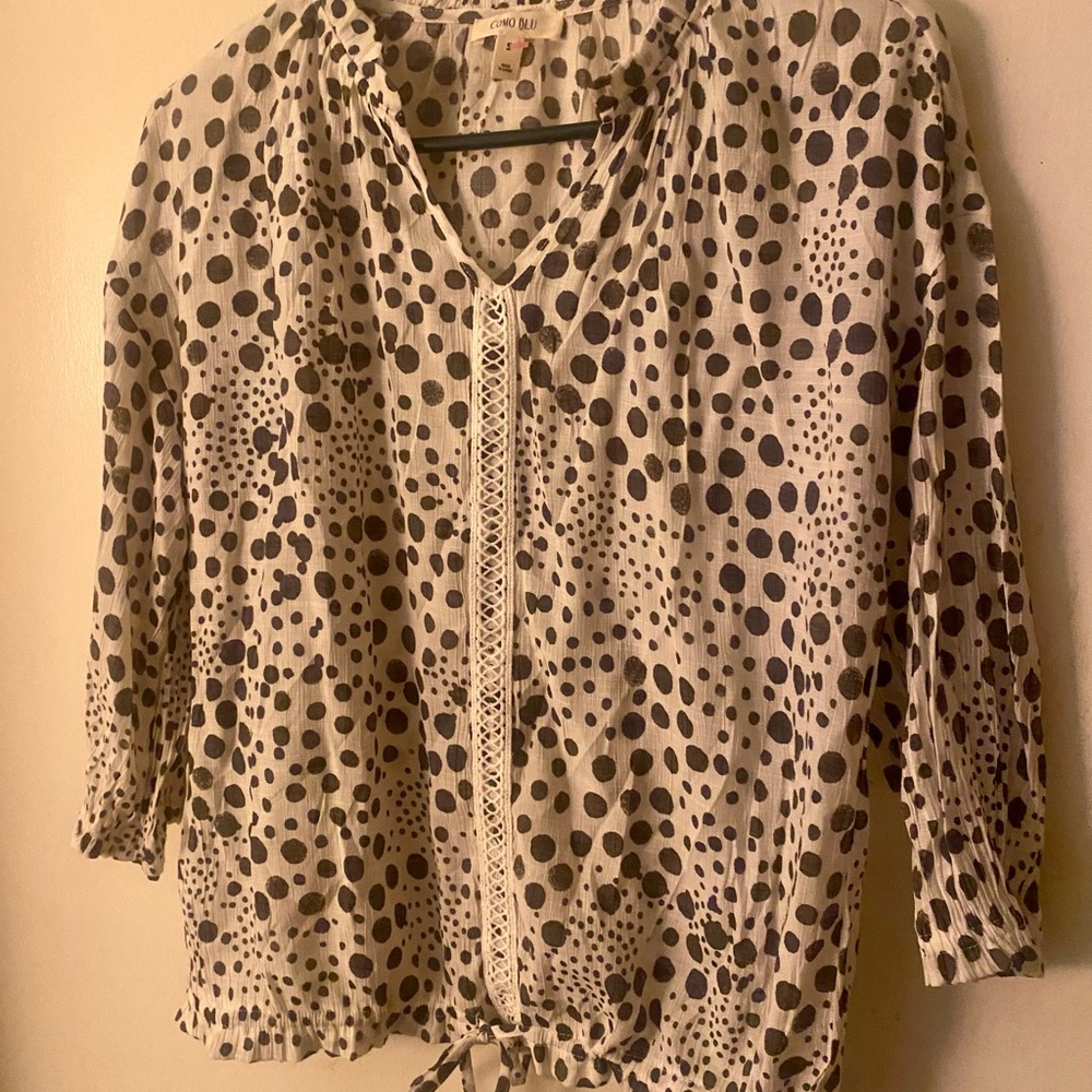 Como Blu Polka Dot Women's Top Size Small